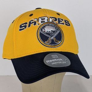 Buffalo Sabres Reebok Center Ice Fitted Hat S/M Embroidered Logo Yellow Flex Fit